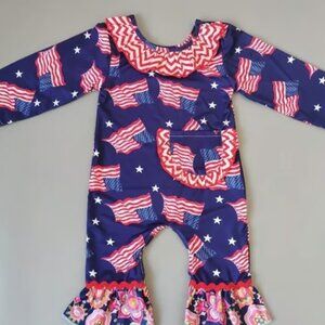 Patriotic Independence Day/4th of July Romper by Ruffles by Tutu & Lulu